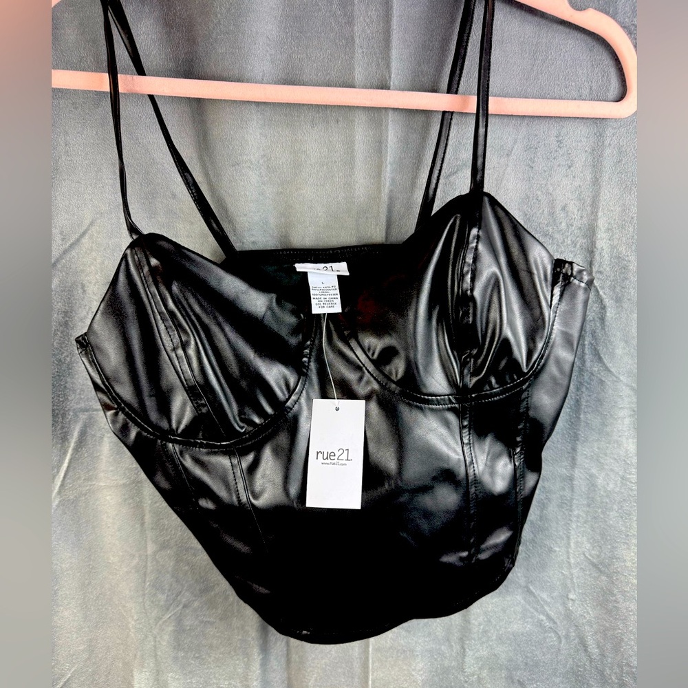 Rue21 Black Faux Leather Corset Inspired